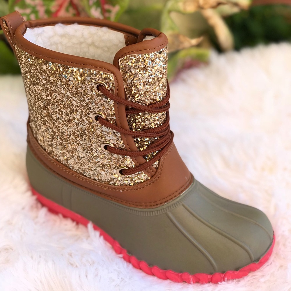🎉HOST PICK🎉girls duck boots with Gold glitter